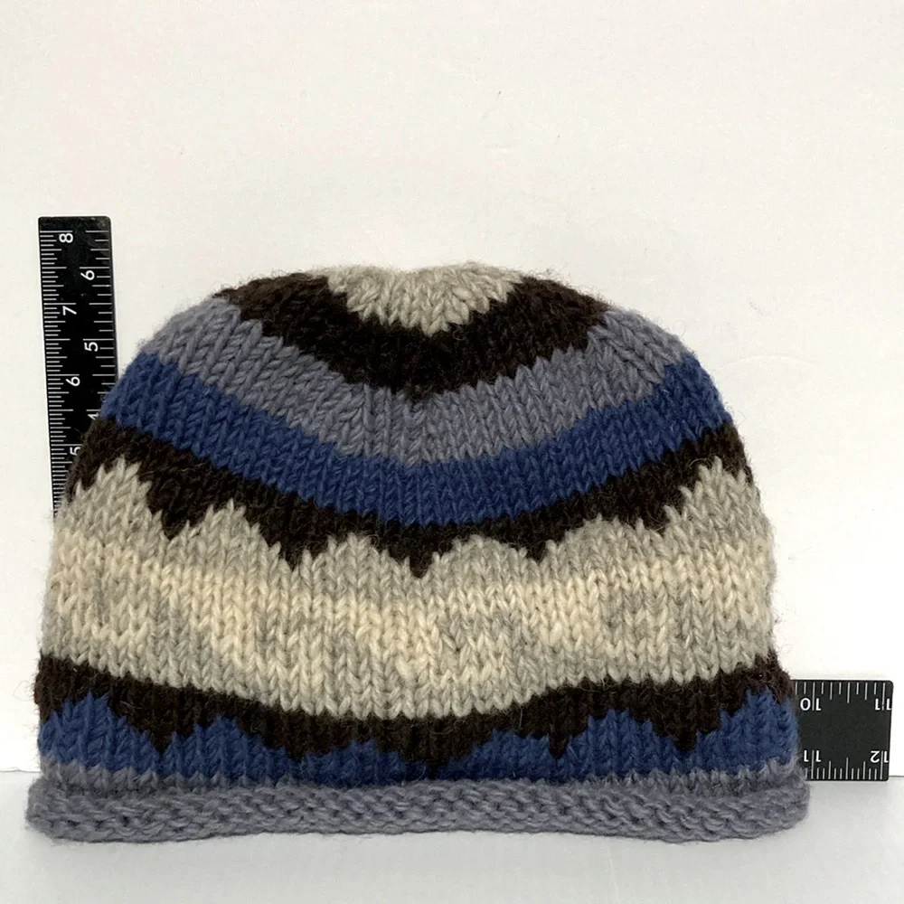 Wool Handknit Hat Beanie Cap Handmade in Nepal Fully Lined Unisex